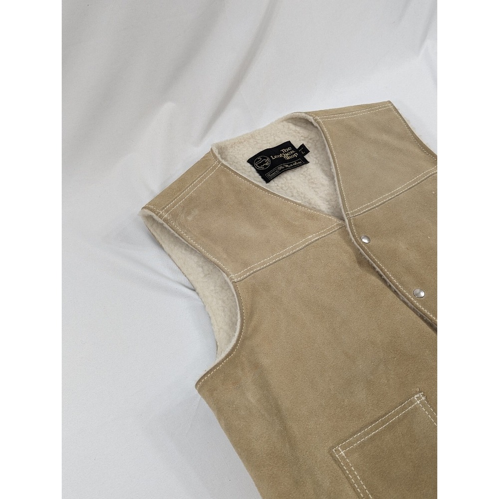 The Leather Shop (SEARS) USA Men's Large Leather/Fleece Vest #H1405